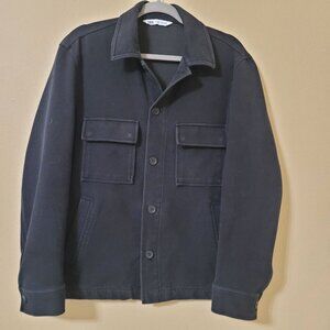 Zara Black Woman Shacket Jacket Size L Office Cabincore Workwear